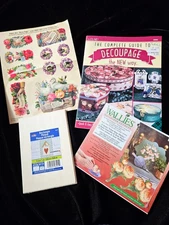 Decoupage Guide, wooden plaque, wallpaper cutouts, decoupage papers