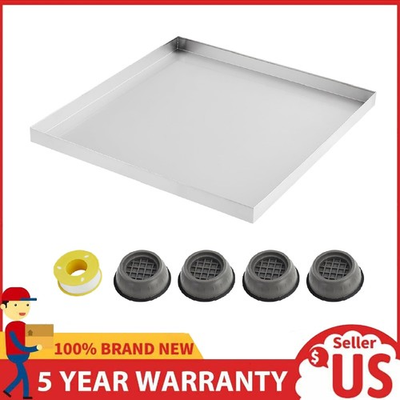#ad Washing Machine Pan 24 x 24 in Washer Drip Tray Stainless Steel No Drain Hole $48.29