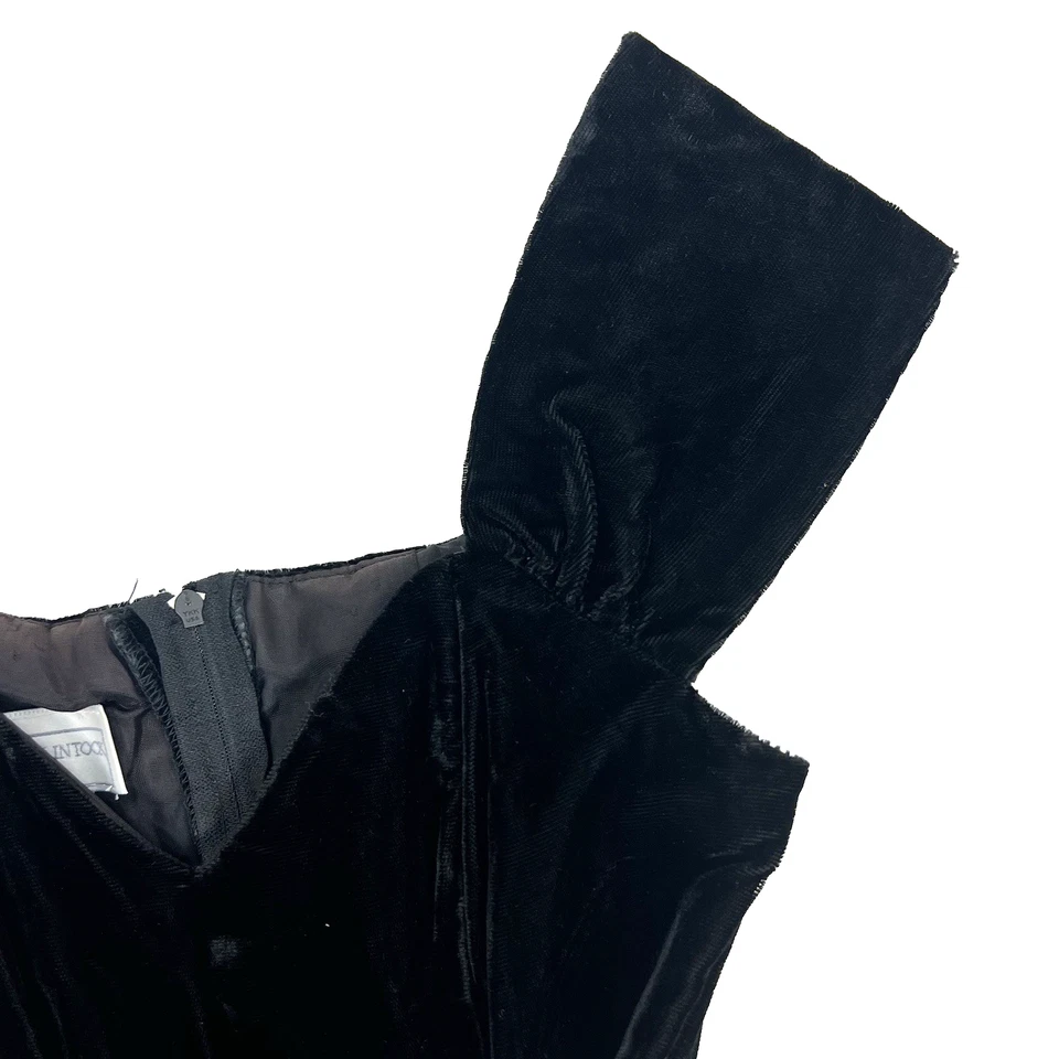 Vintage Jessica McClintock Gunne Sax Black Velvet Gold Lace Dress Size 3/4 Glam - Image 3 of 4