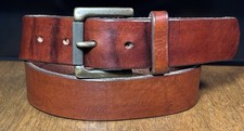 Banana Republic Brown Cow Leather Belt Sz32 1-7/16 Wide Logo Bkl VGUC