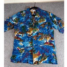VTG 70s Islander Hawaiian Shirt sz Medium Rayon Treasure Island Beachy Vacation