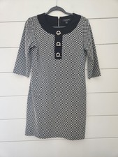 Perceptions NY  Retro Mod Houndstooth Dress Womens Sz 8 3/4 Sleeve Career