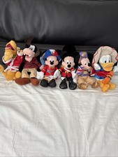 Lot Of 6 Old Stock Disney Bean Bag Plush W/Flag Mickey Pluto Goofy Donald