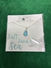 Petite Sea Glass Pendant Necklace Silver 925 Designer Necklace 18 BySea Stamped
