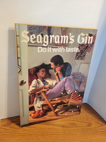 Seagram's Gin Clock Sign Black Americana Guy Girl Bar Beer Vintage