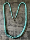 VINTAGE NAVAJO NATIVE AMERICAN GRADUATED BEAD DISC TURQUOISE STERLING NECKLACE — photo 5