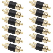 RCA Male to Male Coupler 12-Pack Gold Plated RCA Male Adapter Connector for P...