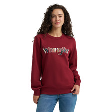 Wrangler Ladies Retro  Cabernet Red Crewneck Sweatshirt 112368907