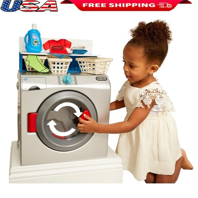 #ad Interactive Kids Toy Washer Dryer Set Pretend Play W Accessories Chores New $52.62