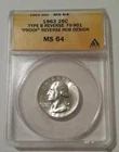 1963 Washington Quarter Type B Reverse Variety FS-901 MS64 ANACS