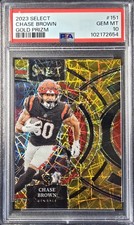 2023 Panini Select Chase Brown Gold Prizm RC /10 #151 PSA 10 Bengals