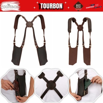 TOURBON Leather Anti-Theft Hidden Underarm Shoulder Holster Bag Phone Pouch Case