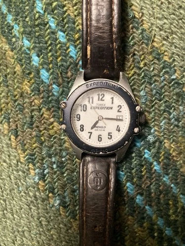 Vintage TIMEX expedition watch Indiglo -untested As Is Watch Leather Band!!