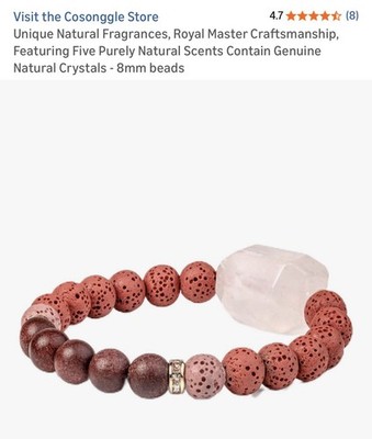 Cosonggle Aromatherapy Bracelet Rose Quartz Crystal Adjustable Stretch