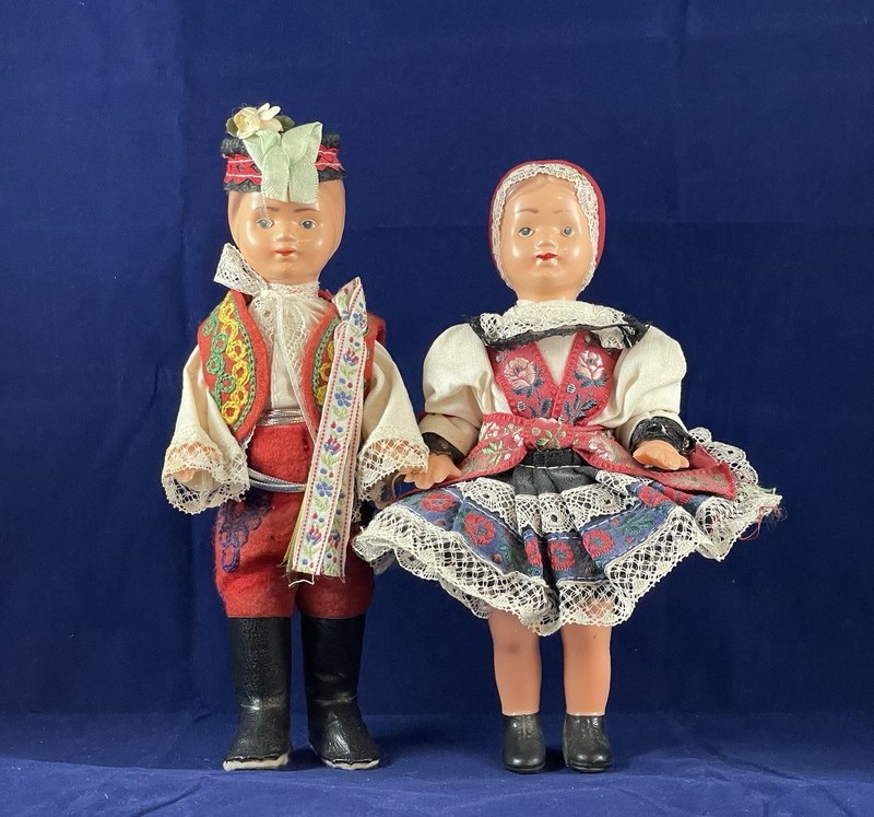 Vtg  60s Czech Lidova Tvorba Dolls Traditional Slovak Costume Folk Art Collect