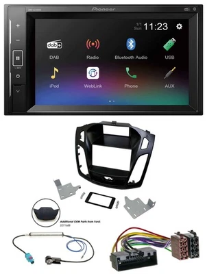 Pioneer DAB MP3 2DIN Bluetooth USB Autoradio für Ford Focus 2014-2018 schwarz - Bild 1 von 4