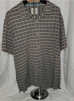 TOMMY BAHAMA Pixel in Paradise Mens Camp Shirt XL Silk Cotton Beach Casual