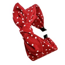 Womens Red Polka Dot Bow Headband Wide Hair Band