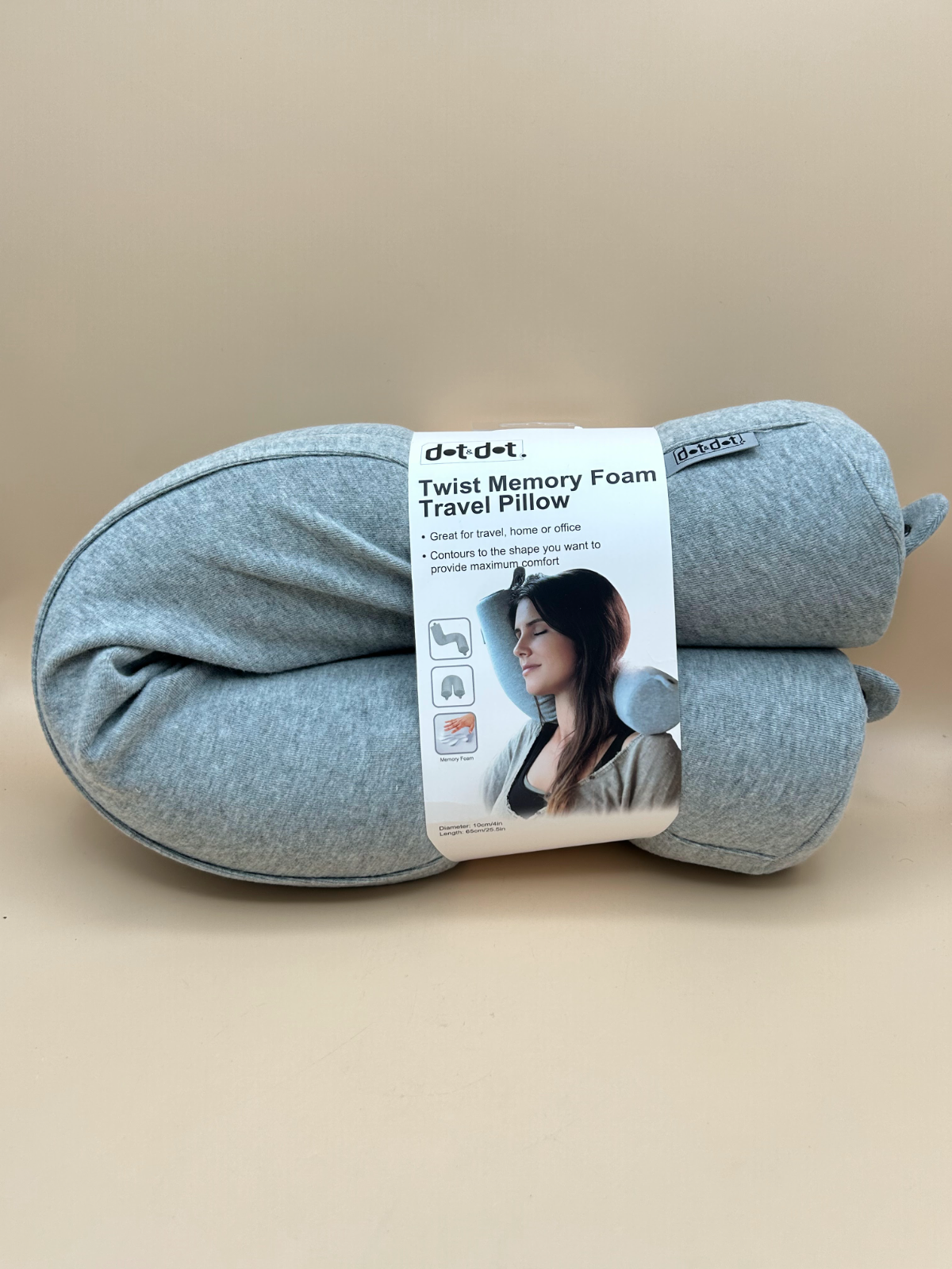 Dot&Dot Twist Memory Foam Travel Pillow for Neck Support