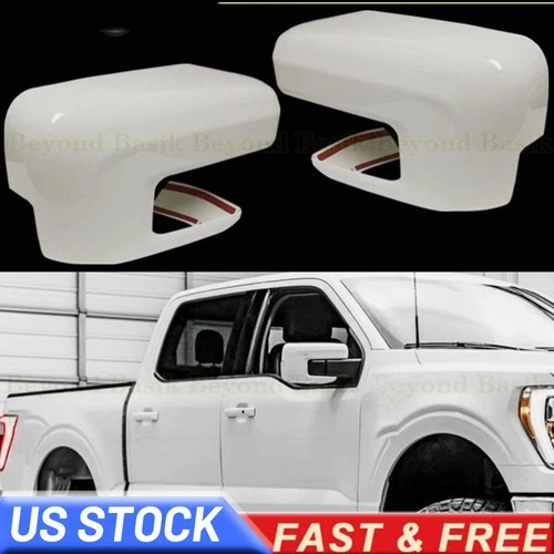 2021-2024 2025 For Ford F150 Mirror COVERS Overlays W/Signal Hole OXFORD WHITE