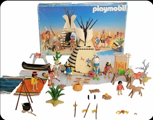 Vintage Playmobil 3733 Native American Indian Camp W/ Box