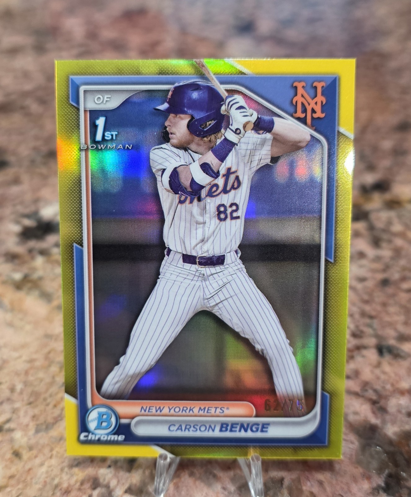 2024 Bowman Draft - Chrome Carson Benge #BDC-28 Yellow Refractor /75 (RC)
