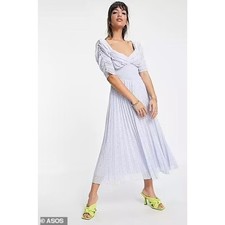 ASOS Dress Women's Size 10 Powder Blue Midi Retro Pinup Party Wedding Guest 50s