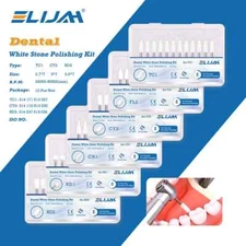 12Pcs Dental High Speed Polishing Grinding Head White Stone Cone Round Shape Bur