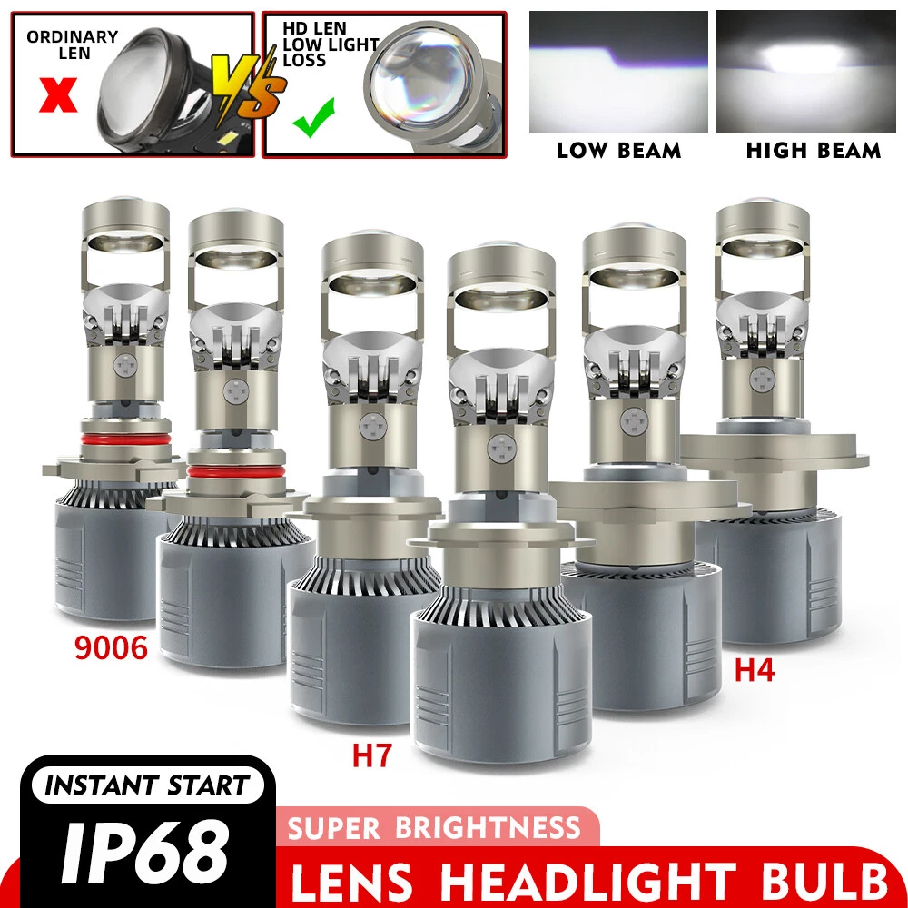 H11 H4 9006 Mini Bi LED Projector LED Lens Hi Lo Beam Bulbs Headlight Retrofit