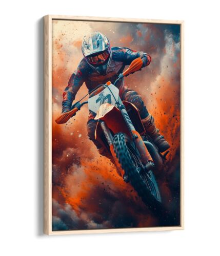 COOL MOTORCROSS RACING HOME DECOR FLOAT EFFECT FRAME CANVAS ART PICTURE PRINT - Picture 12 of 12