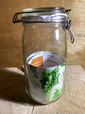 Le Parfait Super Jar, Canning Jar, 2L French Glass Canning Jar W/Round Body 9”