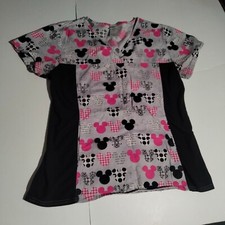 Disney Gray black pink Minnie mouse scrub top small women's