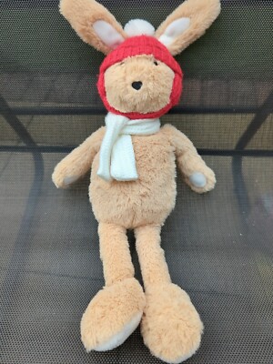 Sainsburys Stofftier Hase Kaninchen rot Strickmütze