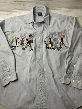 Vtg Warner Bros Studio Store Button Shirt XS Denim Looney Toons Characters