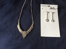 necklace earing sets. Great Christmas Gift ,16" Necklace Silver. jewelry.