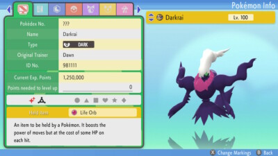Shiny Darkrai 6IVs Pokemon BDSP 