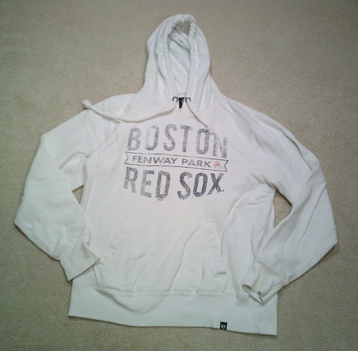 Boston Red Sox Hoodie Sweatshirt Mens Medium White Fenway Park '47