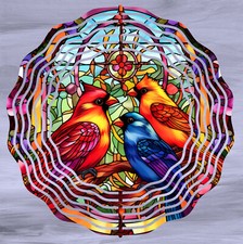 Wind Spinner 10" Cardinal Cardinals Three Birds New Double Sided WindSpinner