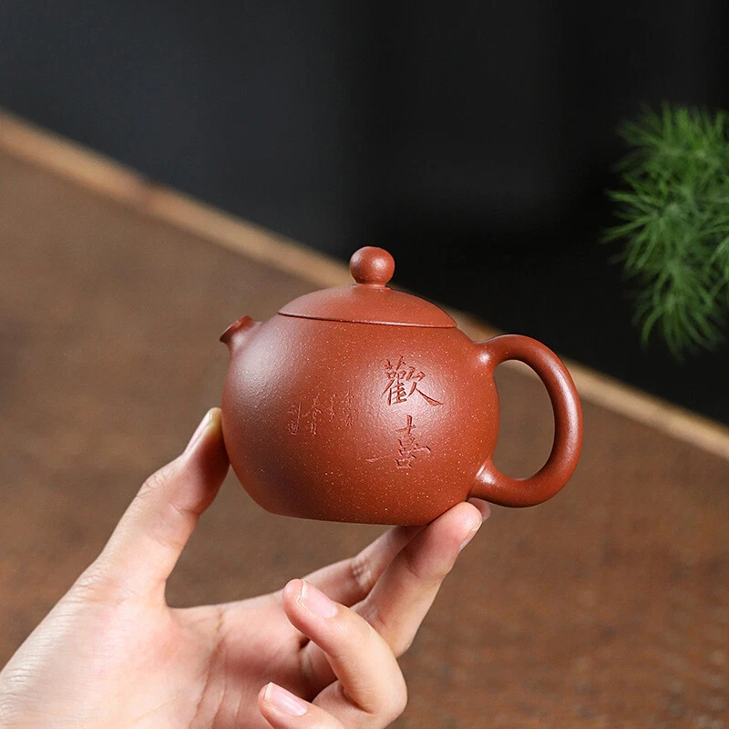 Real Yixing Zisha Tea Pot Red Jiangpo Clay Handmade Master Pot Marked Xishi Pots - Image 3 of 4