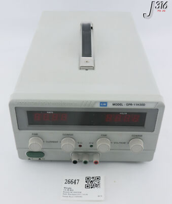 ペイ 26647 GW INSTEK LABORATORY DC POWER SUPPLY, 120/240VAC GPR-11H30D
