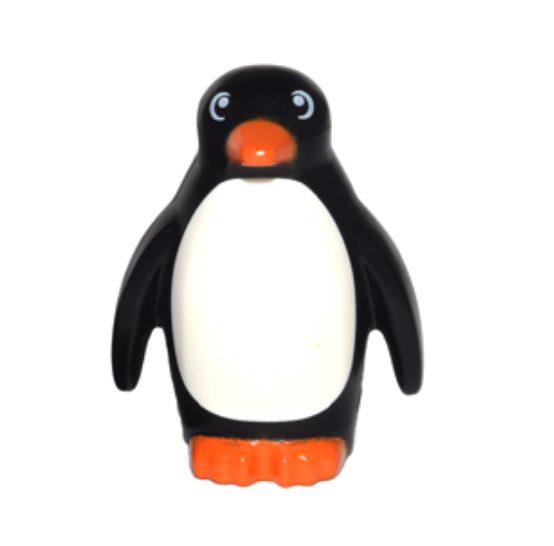 Lego Black Penguin with Flippers & Stud on Back Orange Beak Series