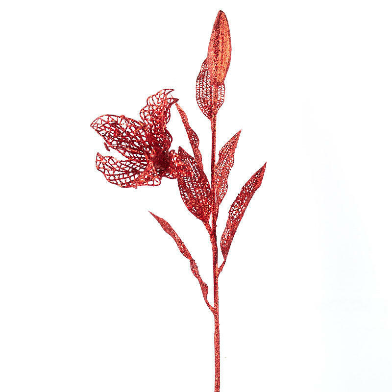 Red Sparkling Sheer Lily Floral Stems | 2 Stems | eBay