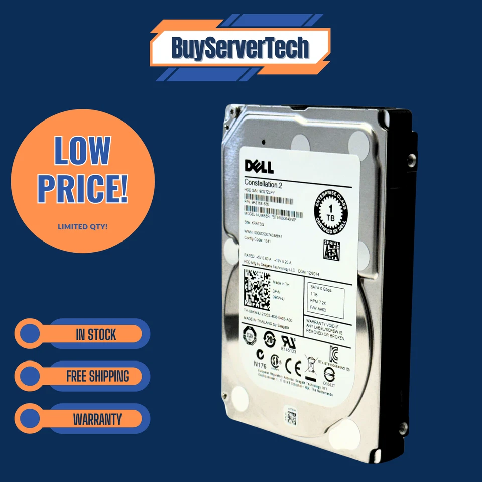 Dell 9KW4J 1TB 7.2K 2.5" SATA 6Gb/s HDD ST91000640NS | 0 Hours | No Tray | 1YR - Image 3 of 4