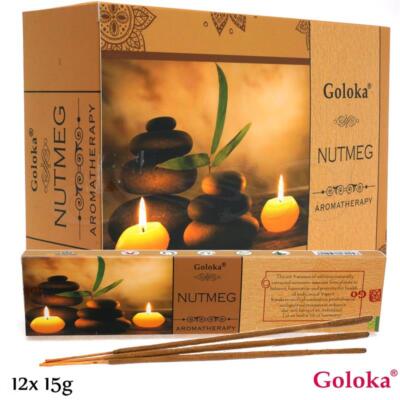 NUTMEG Muskatnuss von Goloka Aromatherapy 12x 15g RäucherSTÄBCHEN BIG PACK Aroma