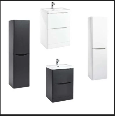 Floor Standing Bathroom Vanity Unit Basin Sink Storage Cabinet Gloss White 600mm