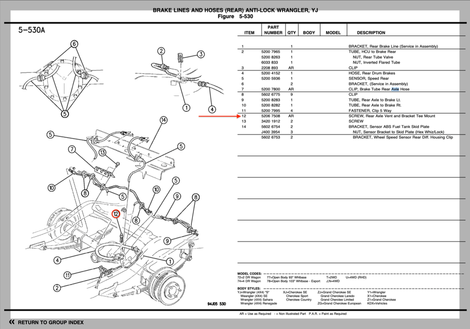 OEM Jeep Cherokee XJ Wrangler YJ Grand ZJ Axle Vent Brake Line Tee