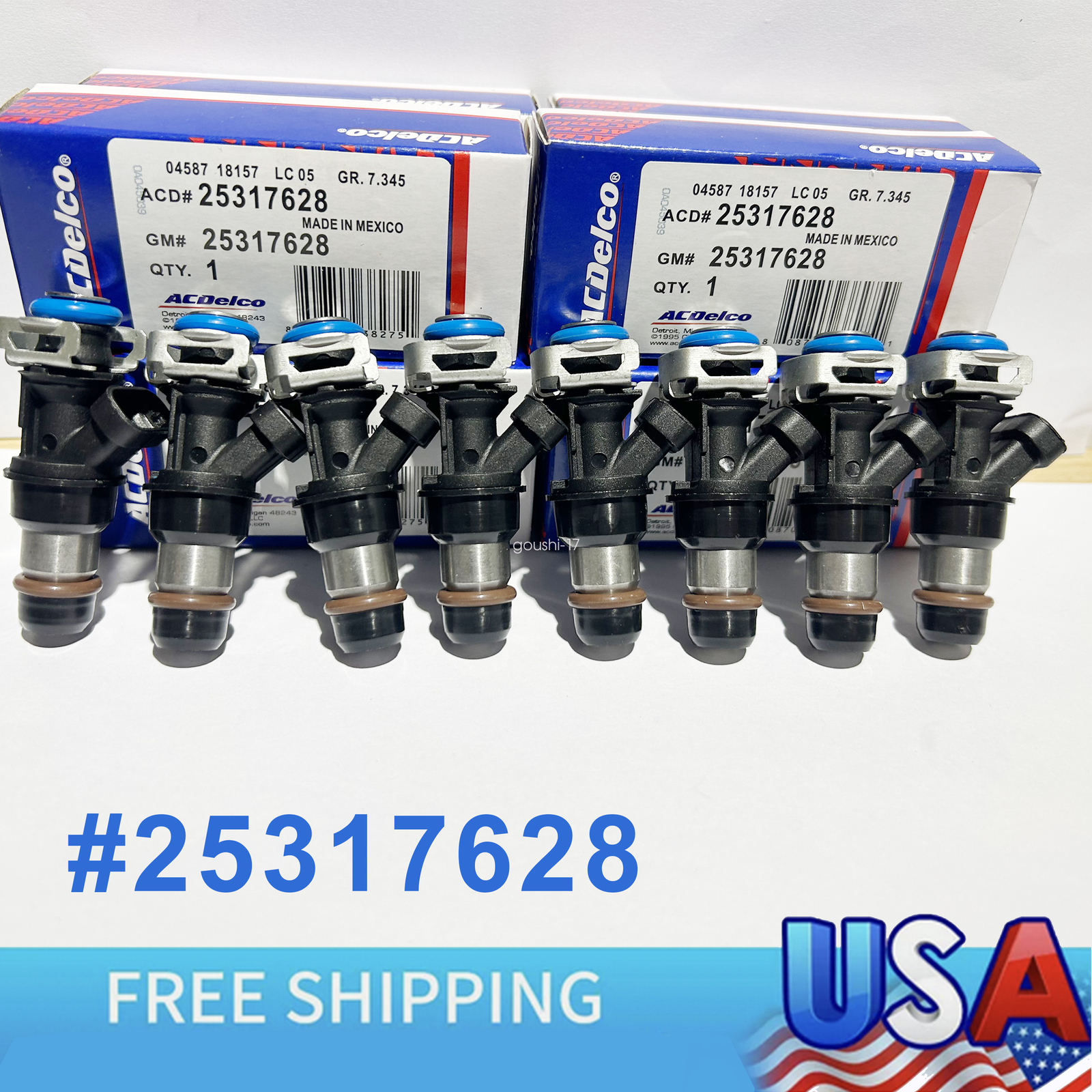 8PCS OEM Fuel Injectors #25317628 For 99-07 Chevy Silverado GMC 4.8L 5.3L 6.0L