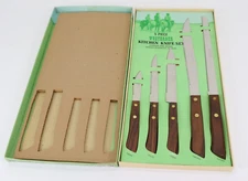 Westerner 5 Piece Kitchen Knife Set Rosewood Handles Stainless Blade MCM NIB*