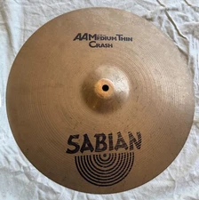 1990s 16” SABIAN AA Medium Thin Crash  CYMBAL ~ Pro drums ~ SOUNDS GREAT vtg 🎸