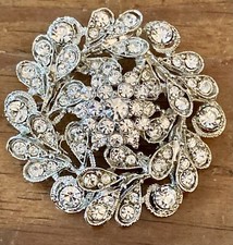 Crystal Wedding Cake Necklace Brooch Pin Pendant 2”  W/ 20” Chain